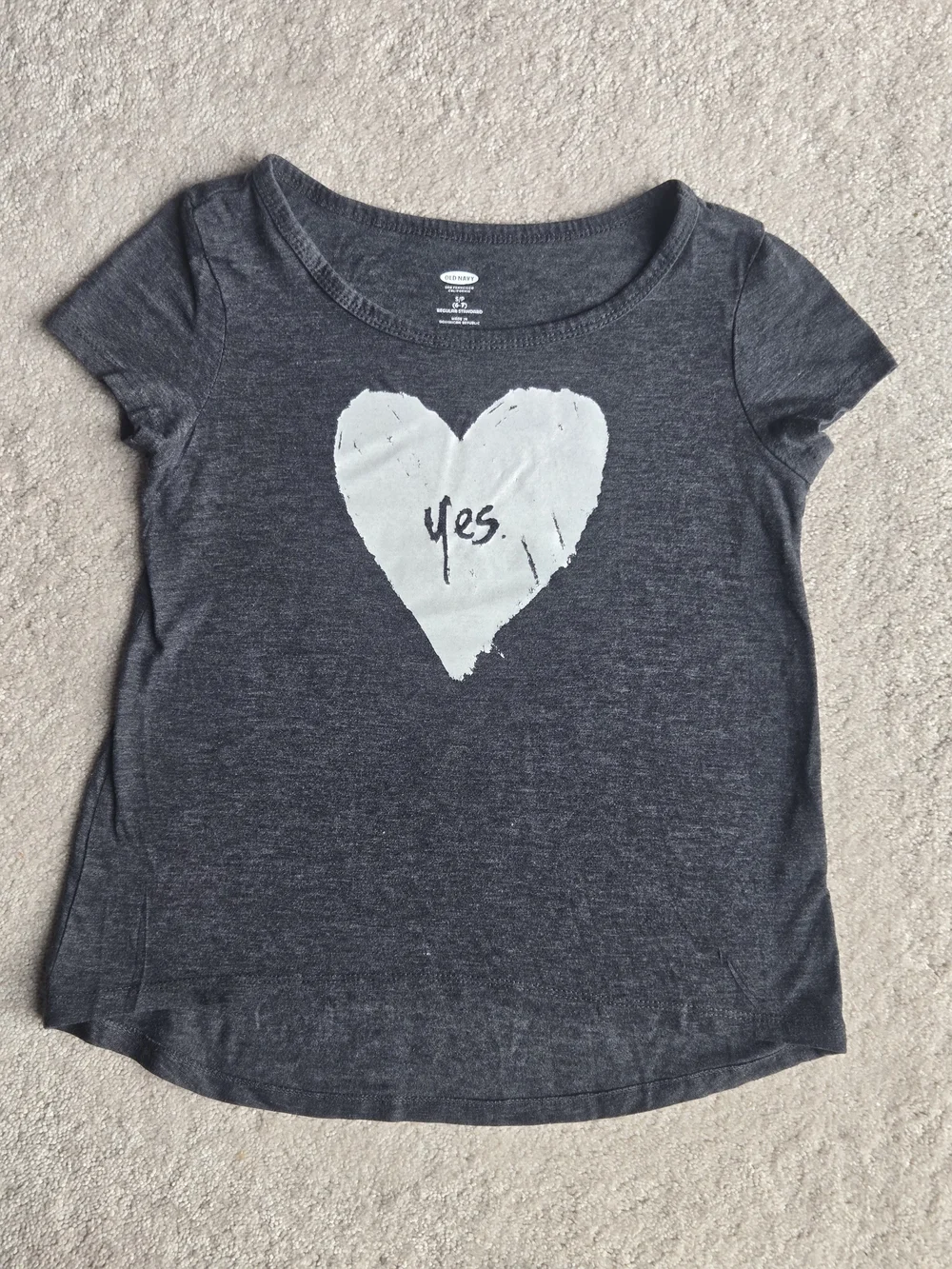 Old Navy Charcoal Short-Sleeve Tee with White Heart